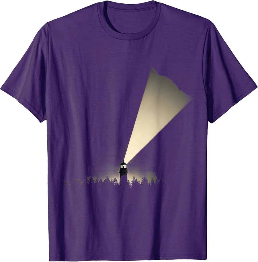 Men's Watchtower Spotlight Dark Forest Security Design T-Shirt - Purple