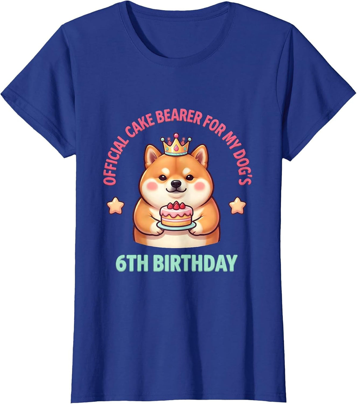 Women's Official Cake Bearer For My Dog's 6th Birthday Cute T-Shirt - Royal Blue