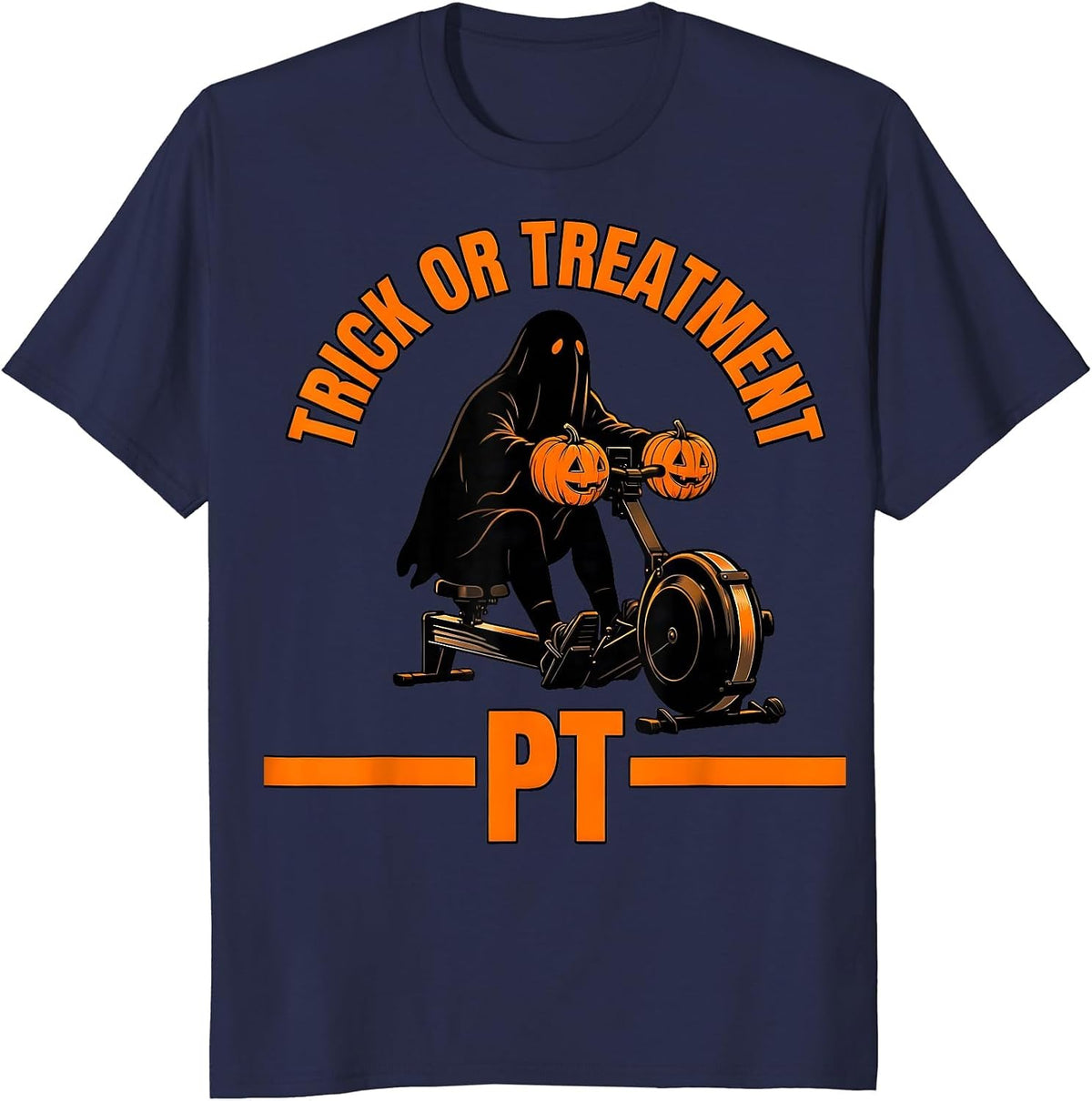 Trick Or Treatment PT Halloween Physical Therapist Funny T-Shirt - Navy Blue
