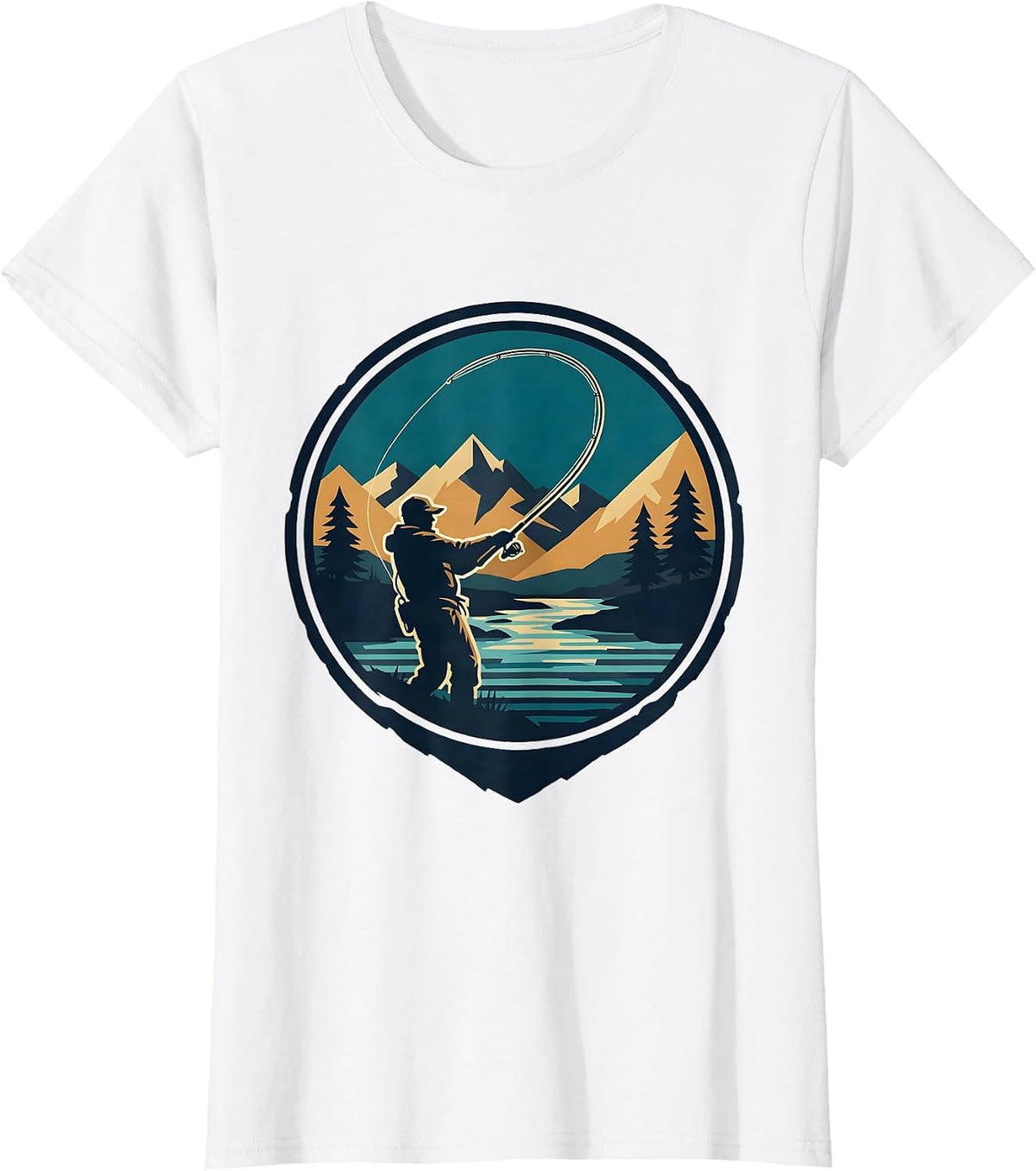 Fly Fishing Cast Loop Over Mountain Stream T-Shirt - White