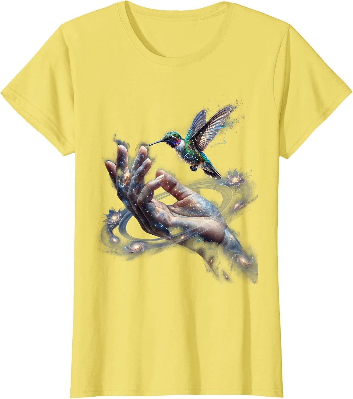 Women's Autism Awareness Hummingbird Open Palm Design T-Shirt - Lemon Yellow