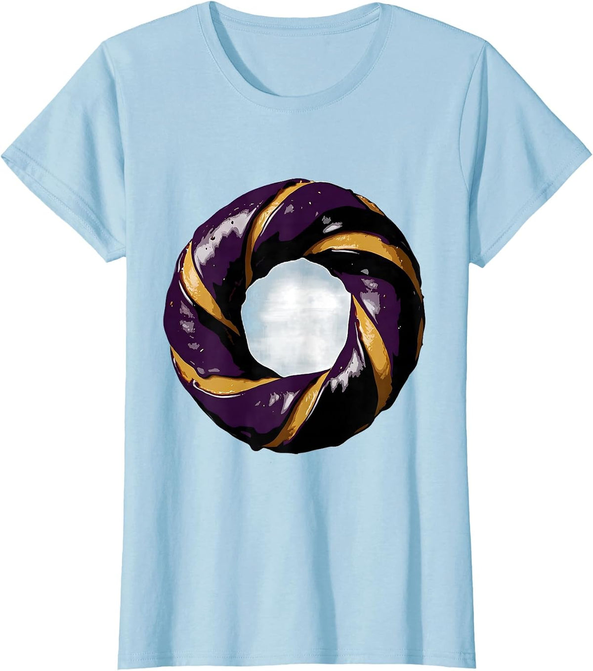 Women's King-Cake Ring Editorial Conceptual Mardi Gras Party T-Shirt - Baby Blue