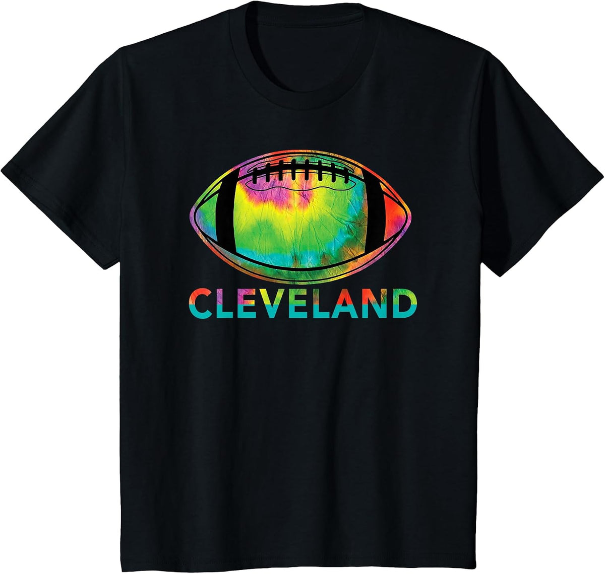 Tie Dye Football Cleveland T-Shirt - Black
