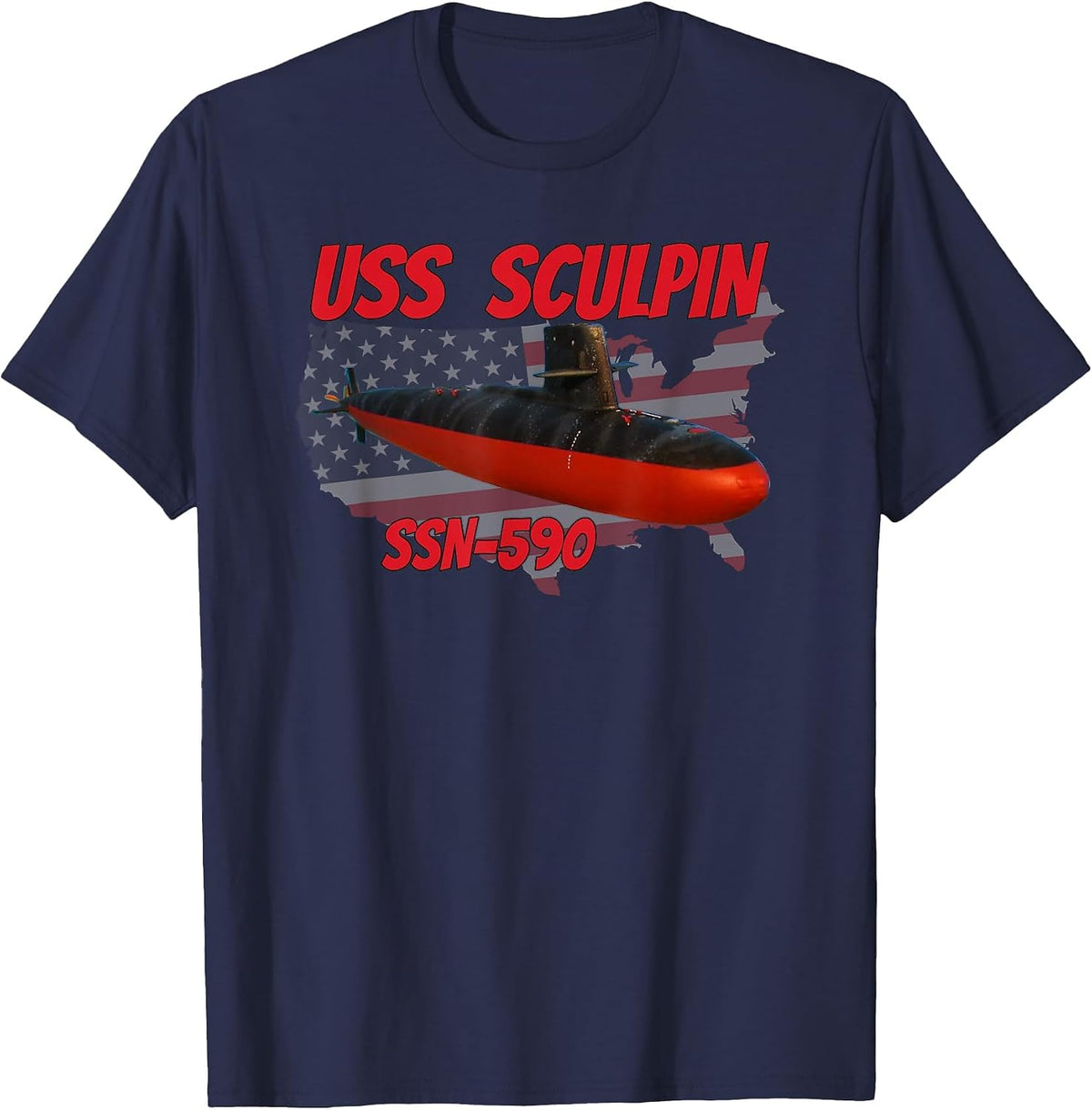 USS Sculpin SSN-590 Submarine Veterans Day Father Grandpa T-Shirt - Navy Blue