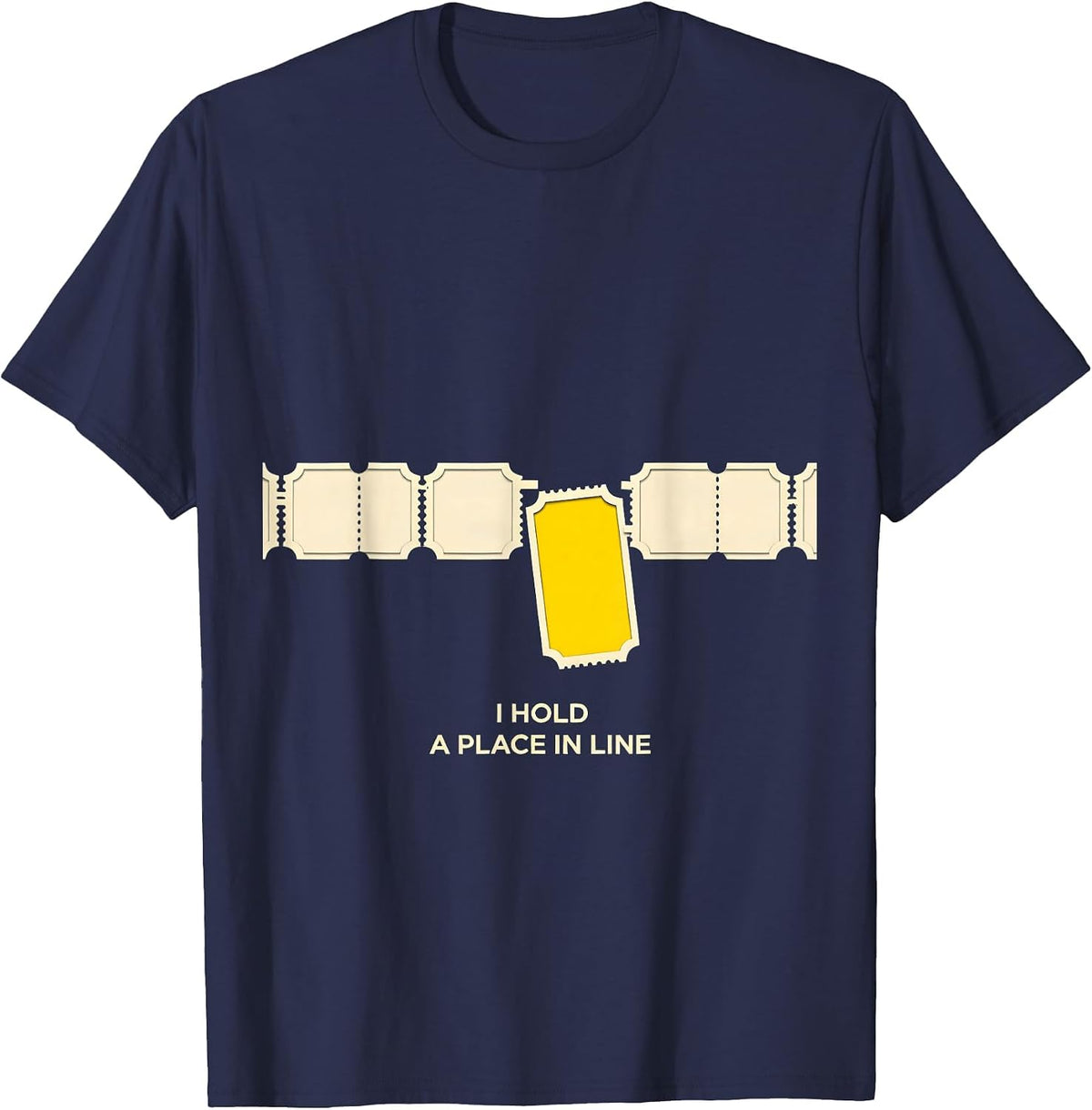 Men's I Hold A Place In Line Stencil Sped Teacher Halloween T-Shirt - Navy Blue