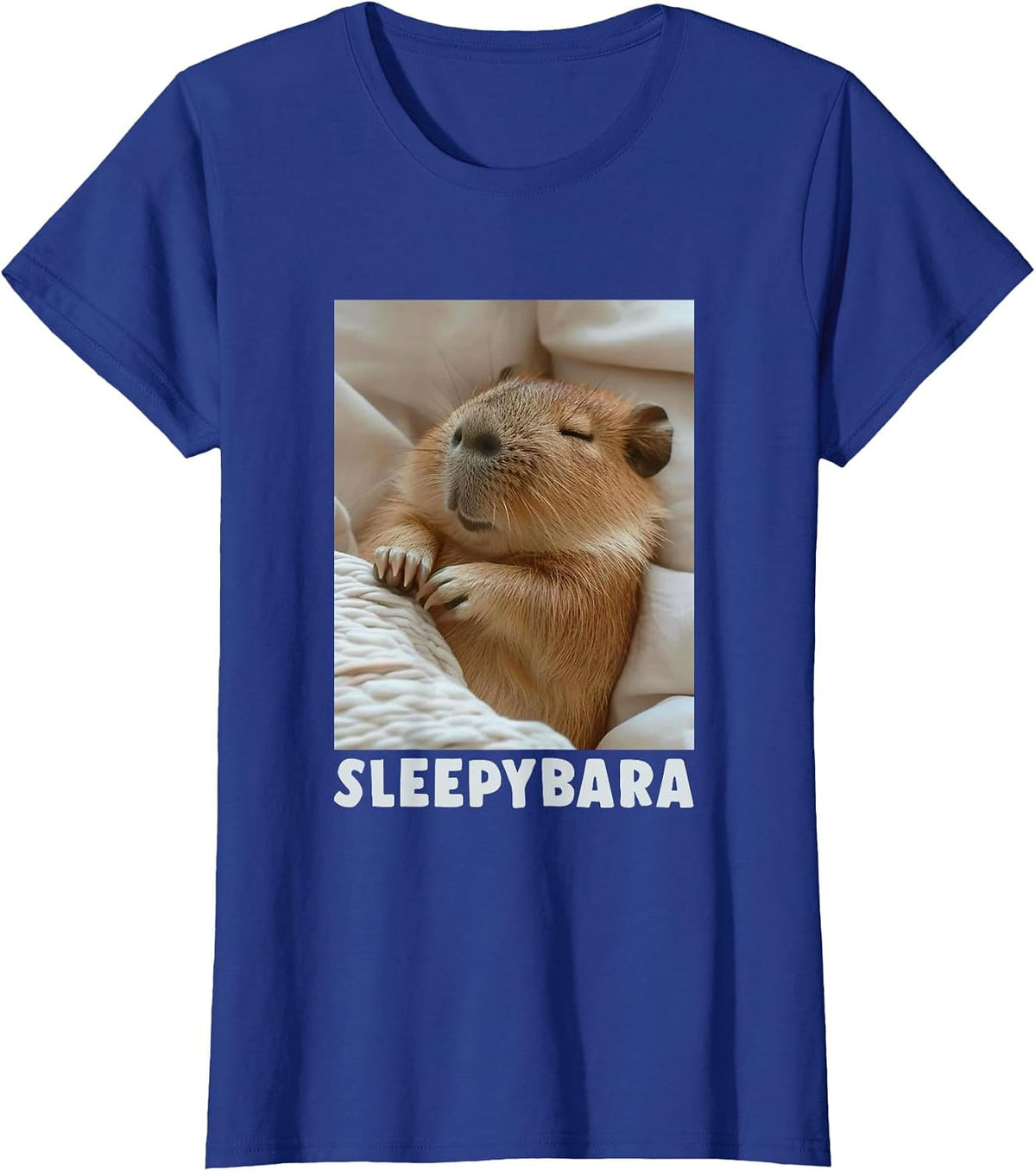 Cute Sleepy Capybara Sleep Pajamas Funny Word Sleebybara T-Shirt - Royal Blue