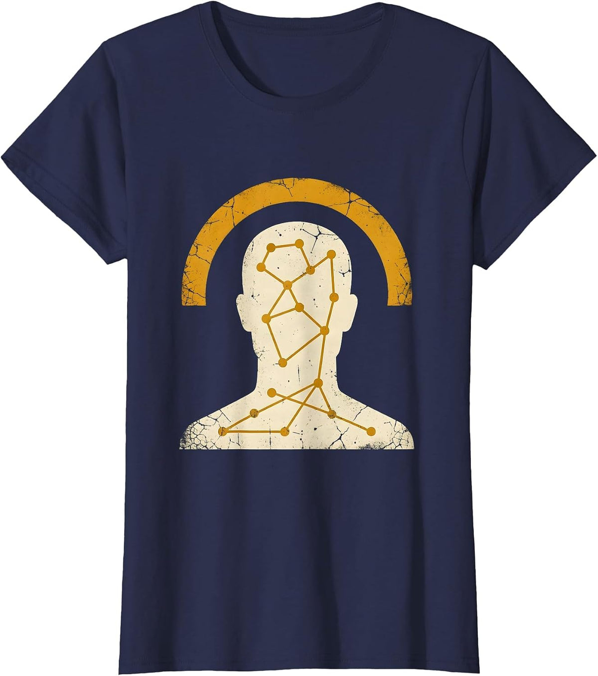 Women's Autism Constellation Silhouette Awareness Design T-Shirt - Navy Blue