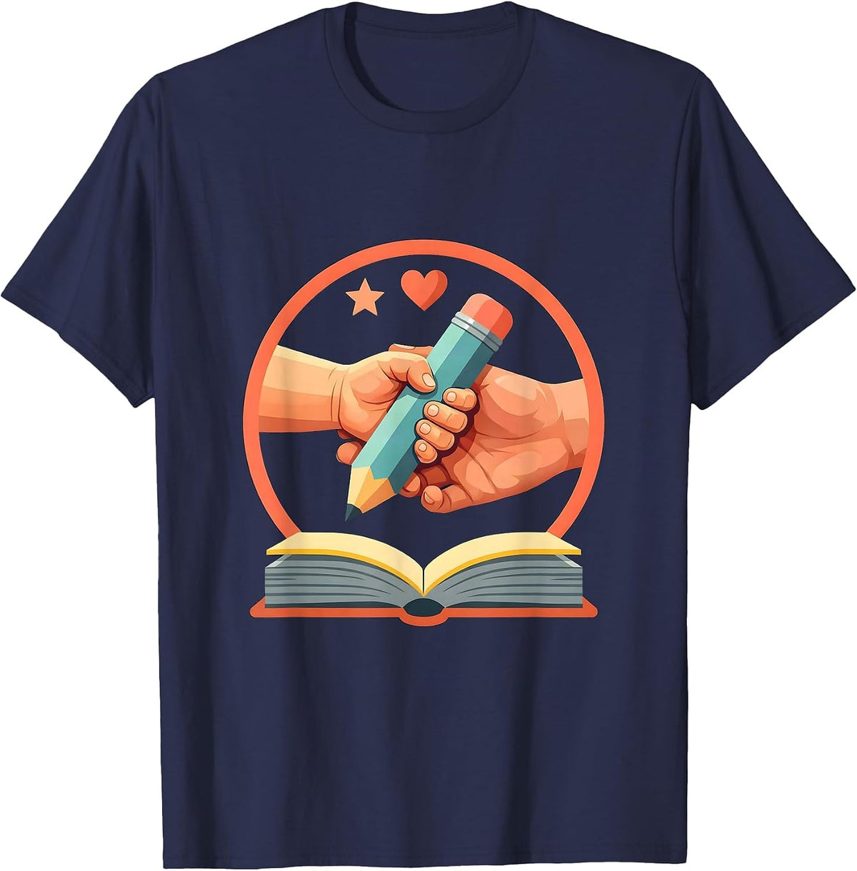 Special Education Teacher Guiding Hands Graphic T-Shirt - Navy Blue