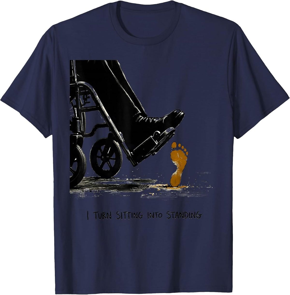 I Turn Sitting Into Standing Physical Therapy PT Humor T-Shirt - Navy Blue