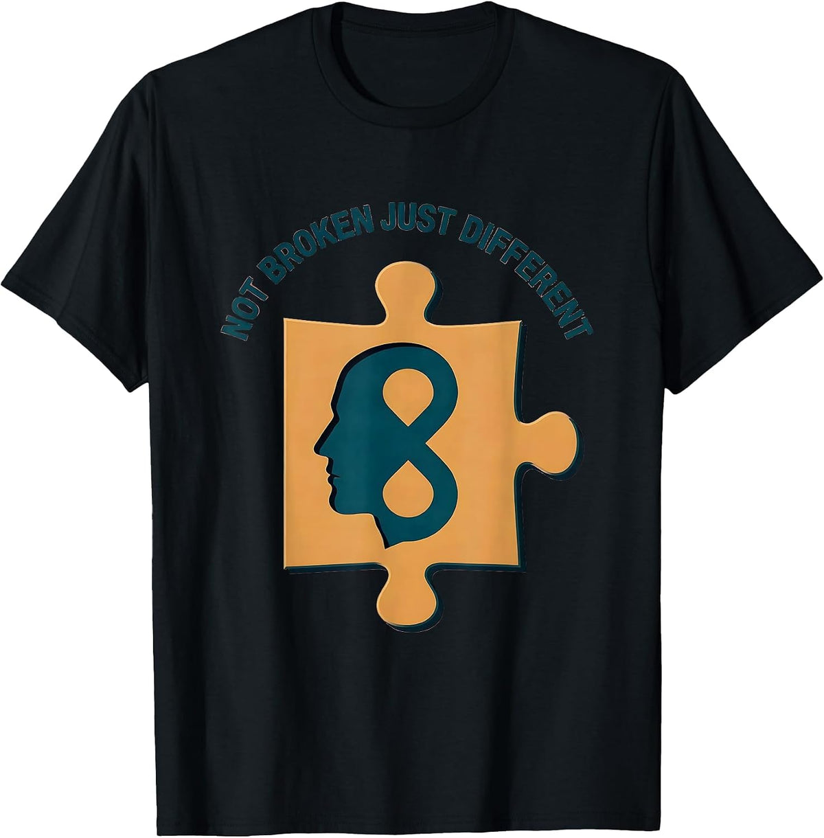 Men's Not Broken Just Different Autism Awareness Design T-Shirt - Black