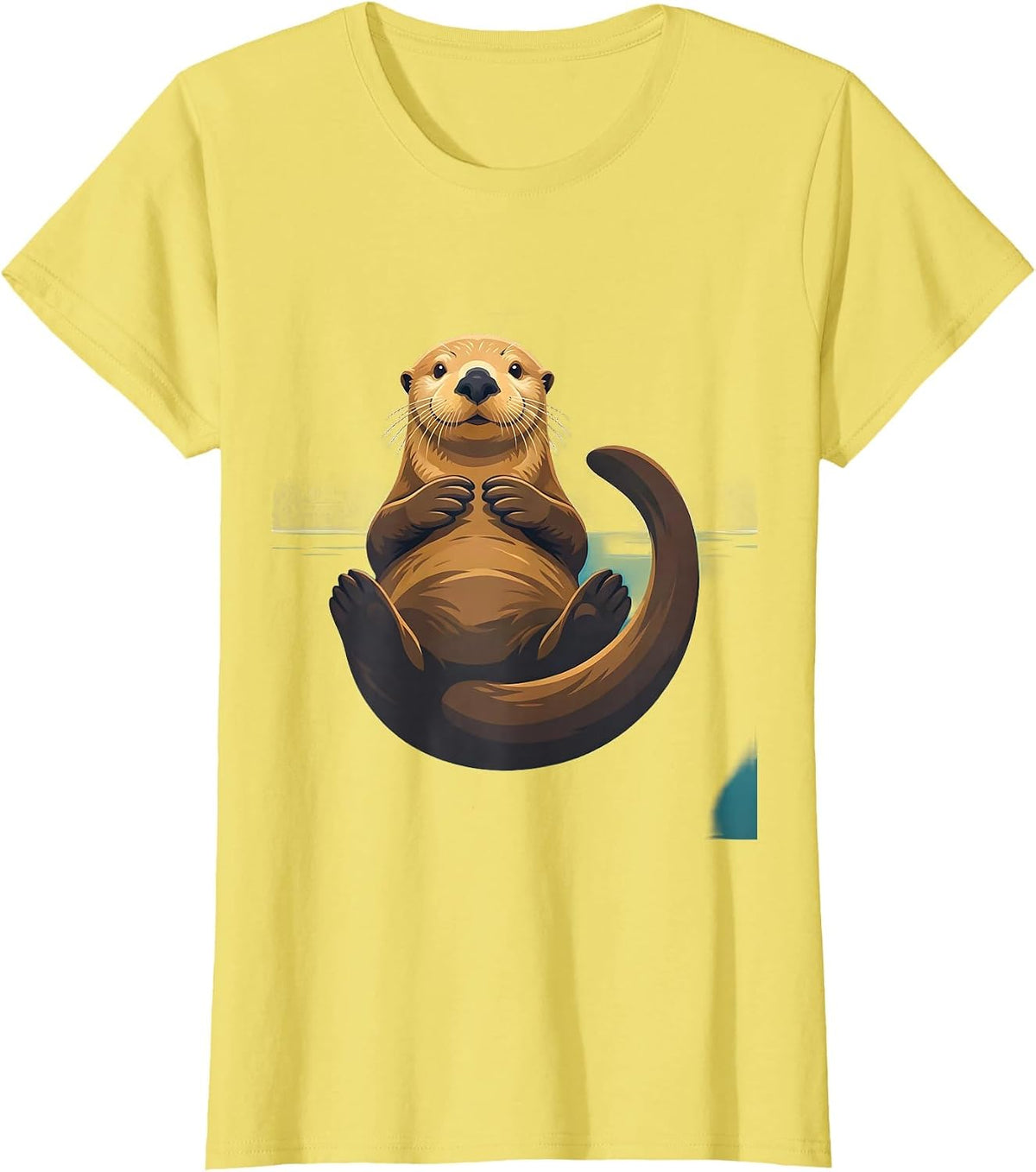 Women's Back-Floating Sea Otter Funny Animal Lover Gift T-Shirt - Lemon Yellow
