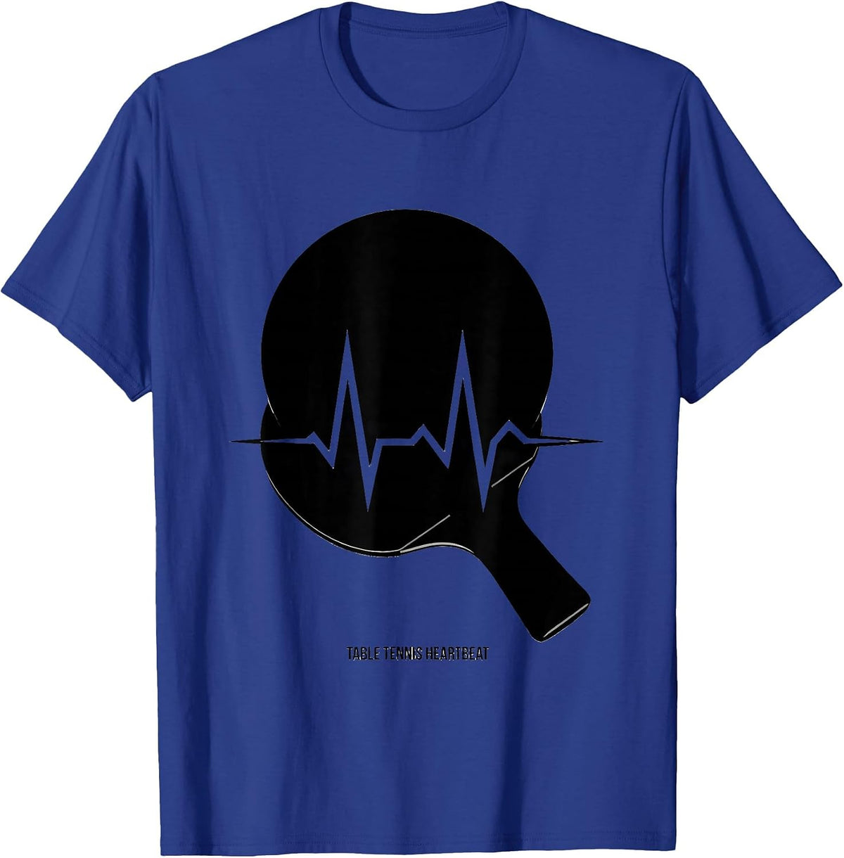 Men's Table Tennis Heartbeat Ping Pong Paddle EKG Pulse Sports T-Shirt - Royal Blue