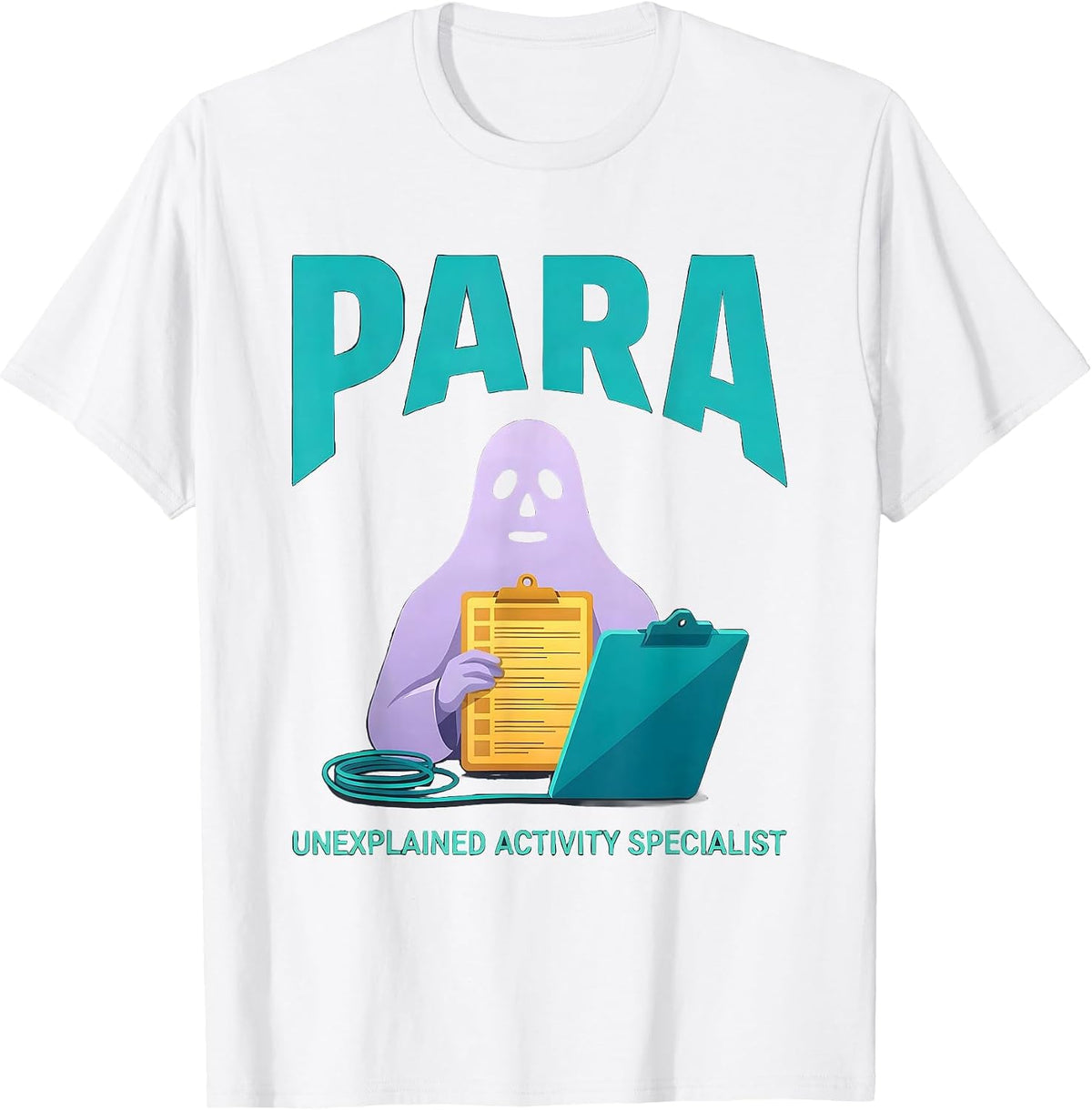 Men's Para, Unexplained Activity Specialist Funny Ghost T-Shirt - White