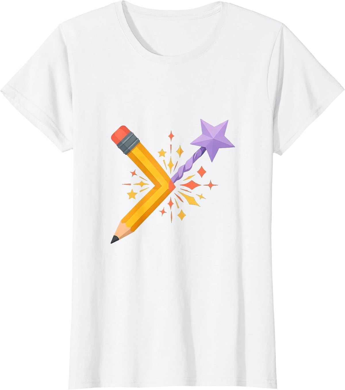 Special Education Teacher Magic Wand Pencil Art T-Shirt - White
