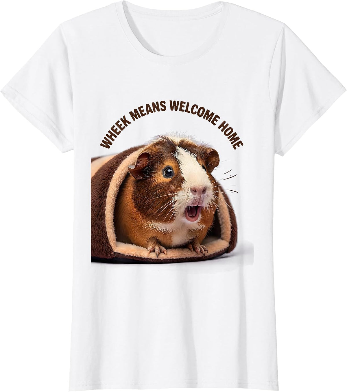 Women's Wheek Means Welcome Home Cute Kawaii Guinea Pig Pet Lover T-Shirt - White