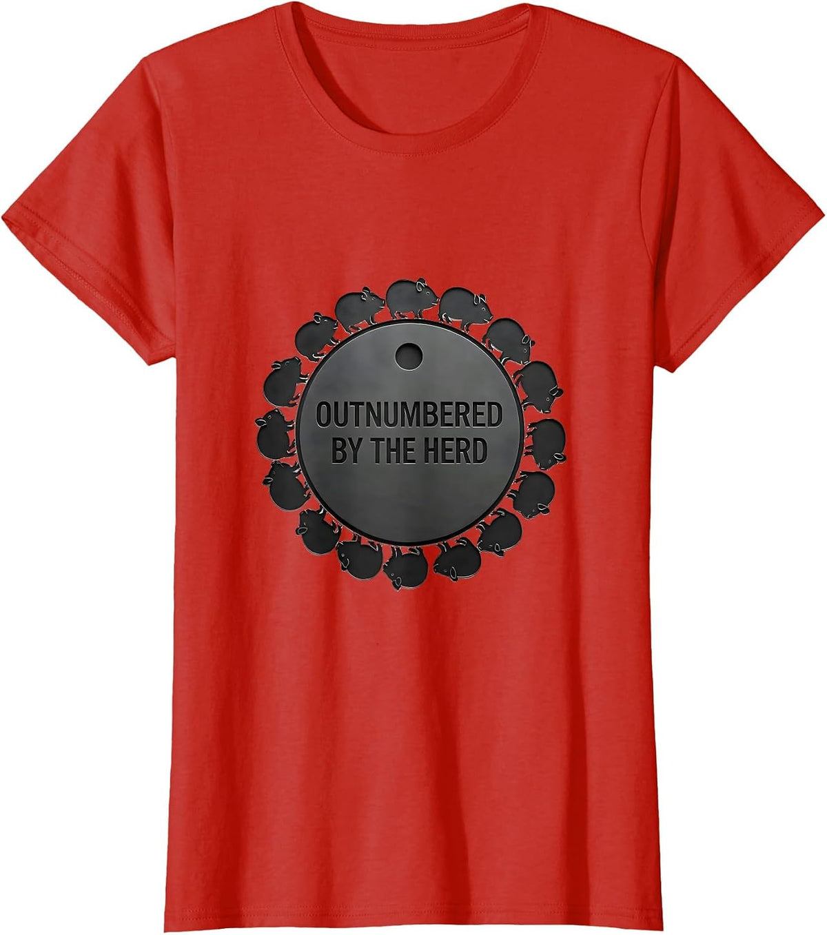 Women's Outnumbered By The Herd Funny Guinea Pig Owner Pet Lover T-Shirt - Red