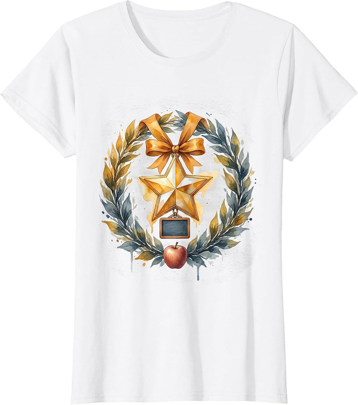 Women's Special Education Teacher Star Medal Chalkboard Gift T-Shirt - White