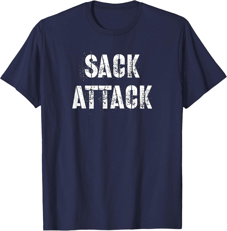 Sack Attack American Football Player Defensive Lineman T-Shirt - Navy Blue