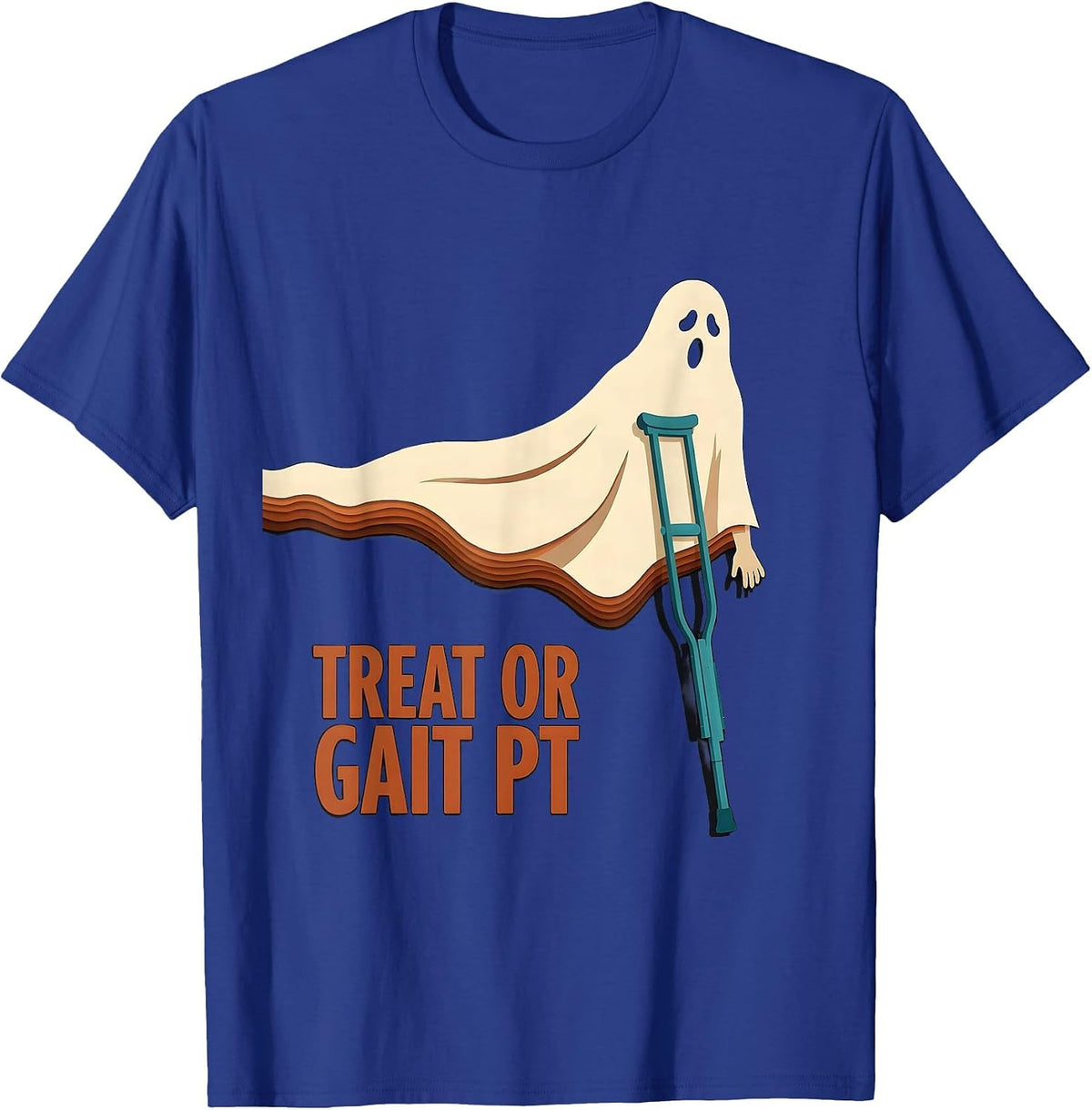 Treat Or Gait PT Funny Physical Therapy Halloween Ghost T-Shirt - Royal Blue