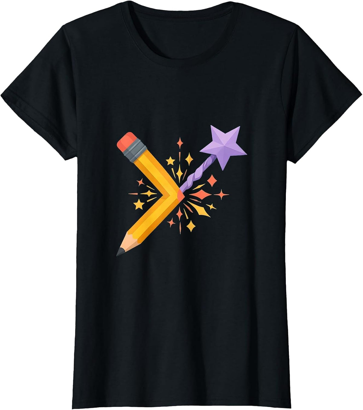Special Education Teacher Magic Wand Pencil Art T-Shirt - Black