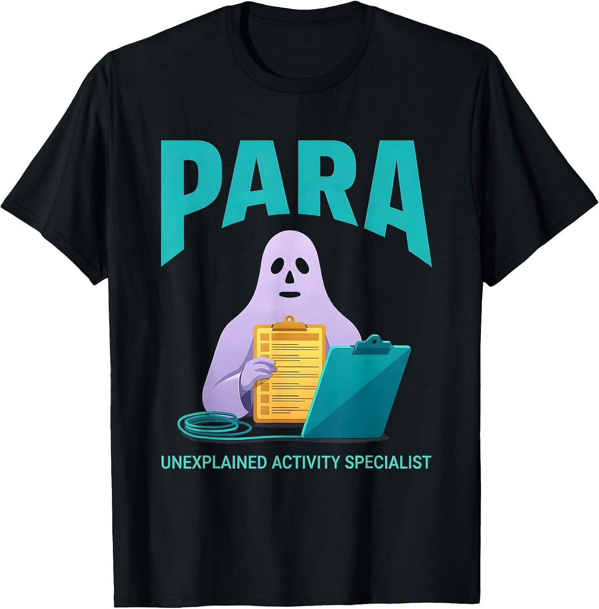 Men's Para, Unexplained Activity Specialist Funny Ghost T-Shirt - Black