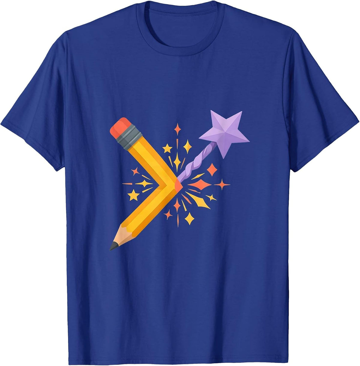 Special Education Teacher Magic Wand Pencil Art T-Shirt - Royal Blue