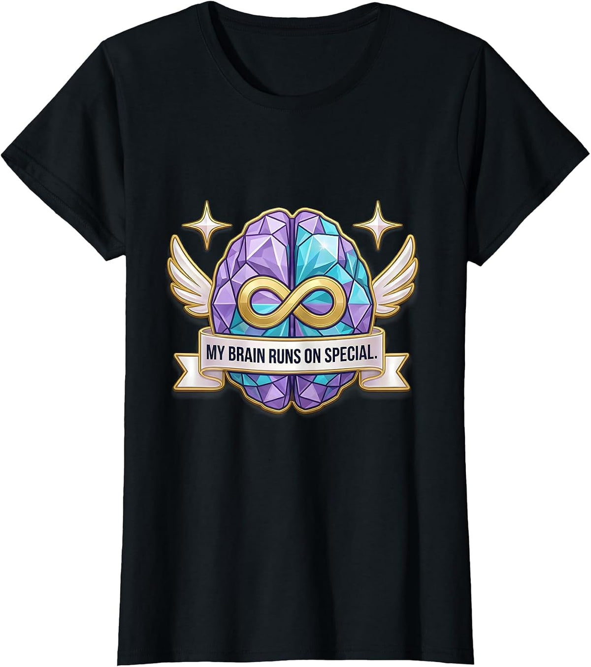 My Brain Runs On Special Autism Awareness Design T-Shirt - Black