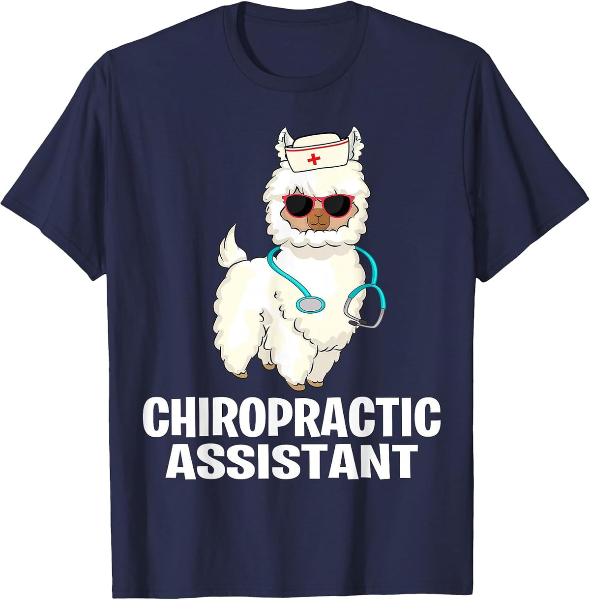 Funny Chiropractic Care Assistant Llama Chiropractor Spine T-Shirt - Navy Blue