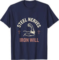 Steel Nerves Iron Will Rosie the Riveter Design T-Shirt - Navy Blue