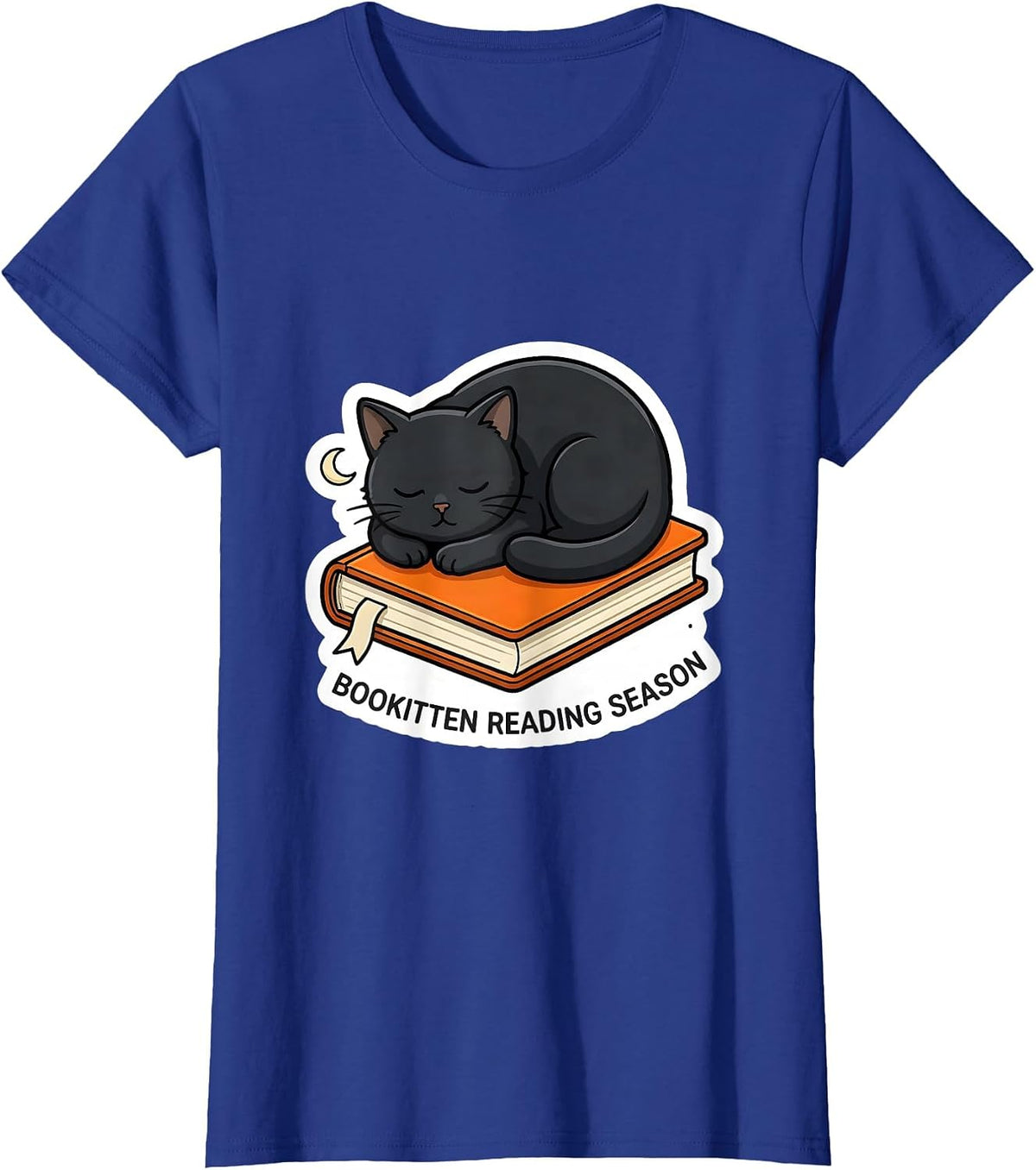 Women's Bookitten Reading Season Cute Teacher Book Lover Fall T-Shirt - Royal Blue