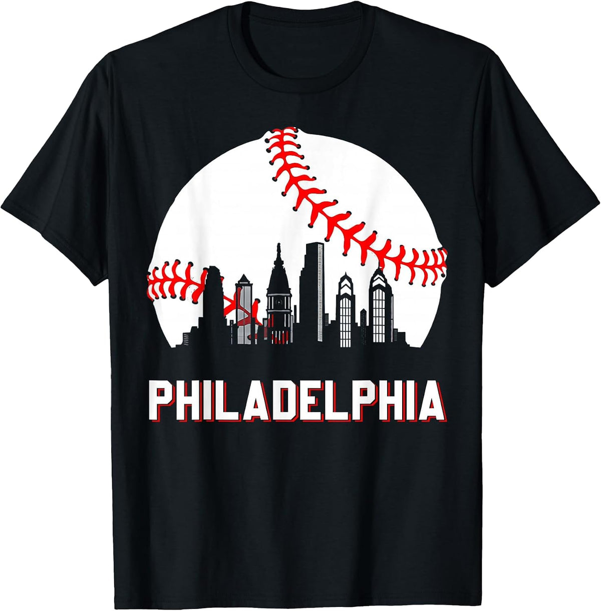 Vintage Distressed Philly Baseball Lovers T-Shirt - Black