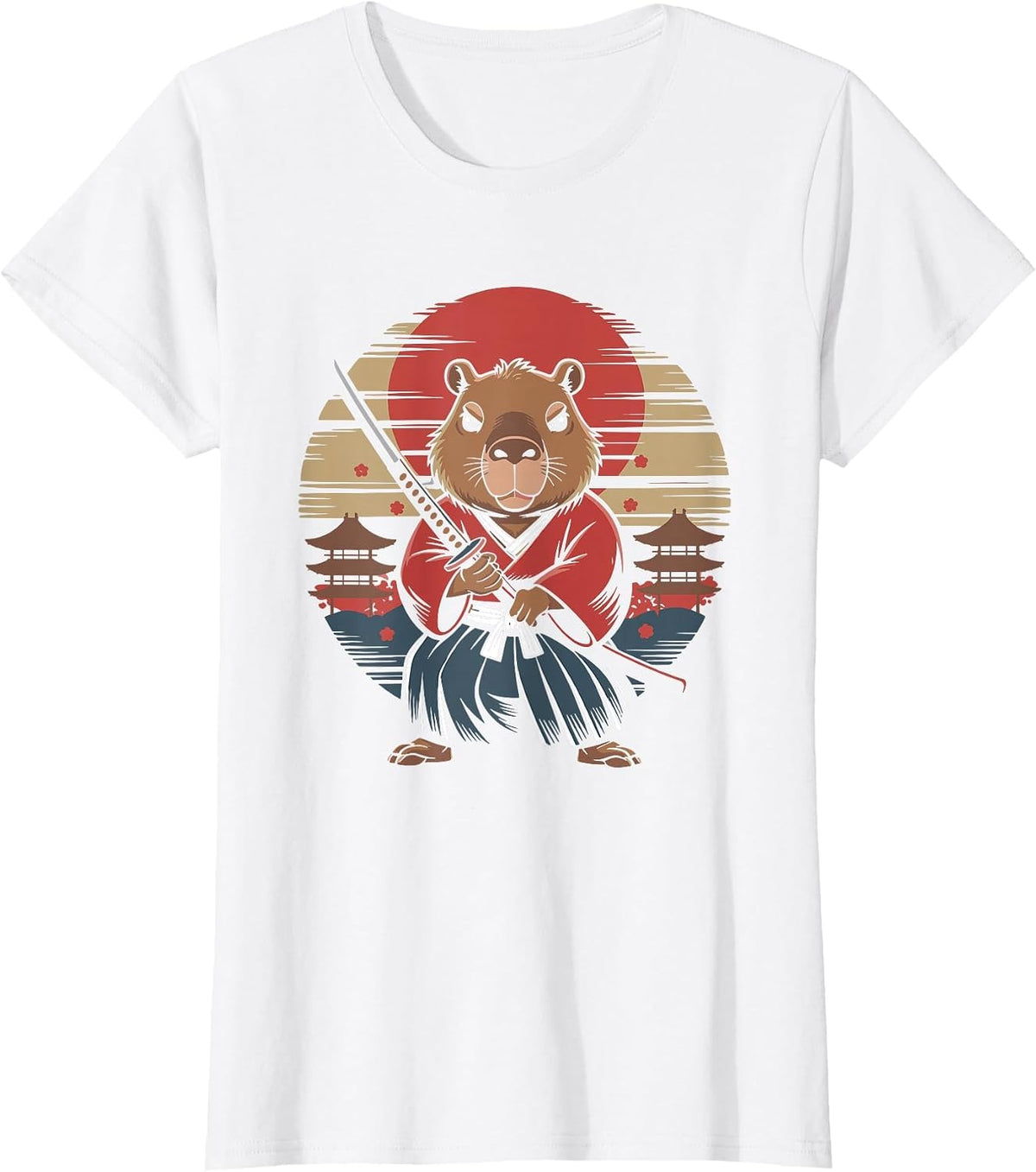 Japanese Samurai Capybara T-Shirt - White