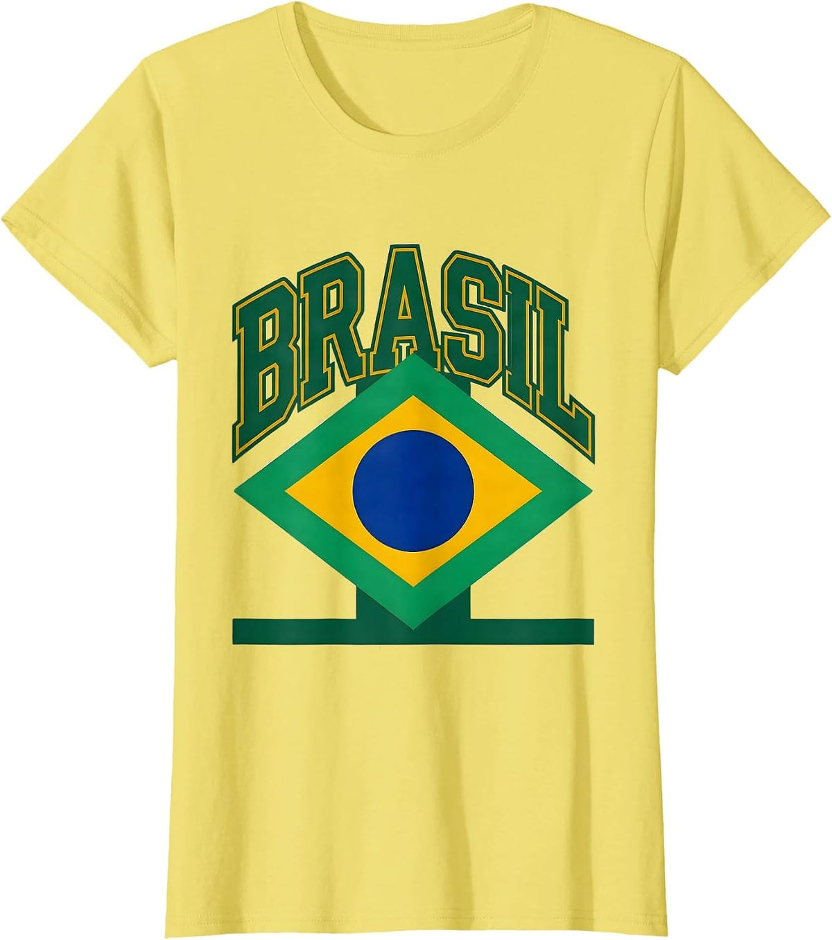 Women's BRASIL Bold Brazilian Flag National Pride Heritage Month T-Shirt - Lemon Yellow