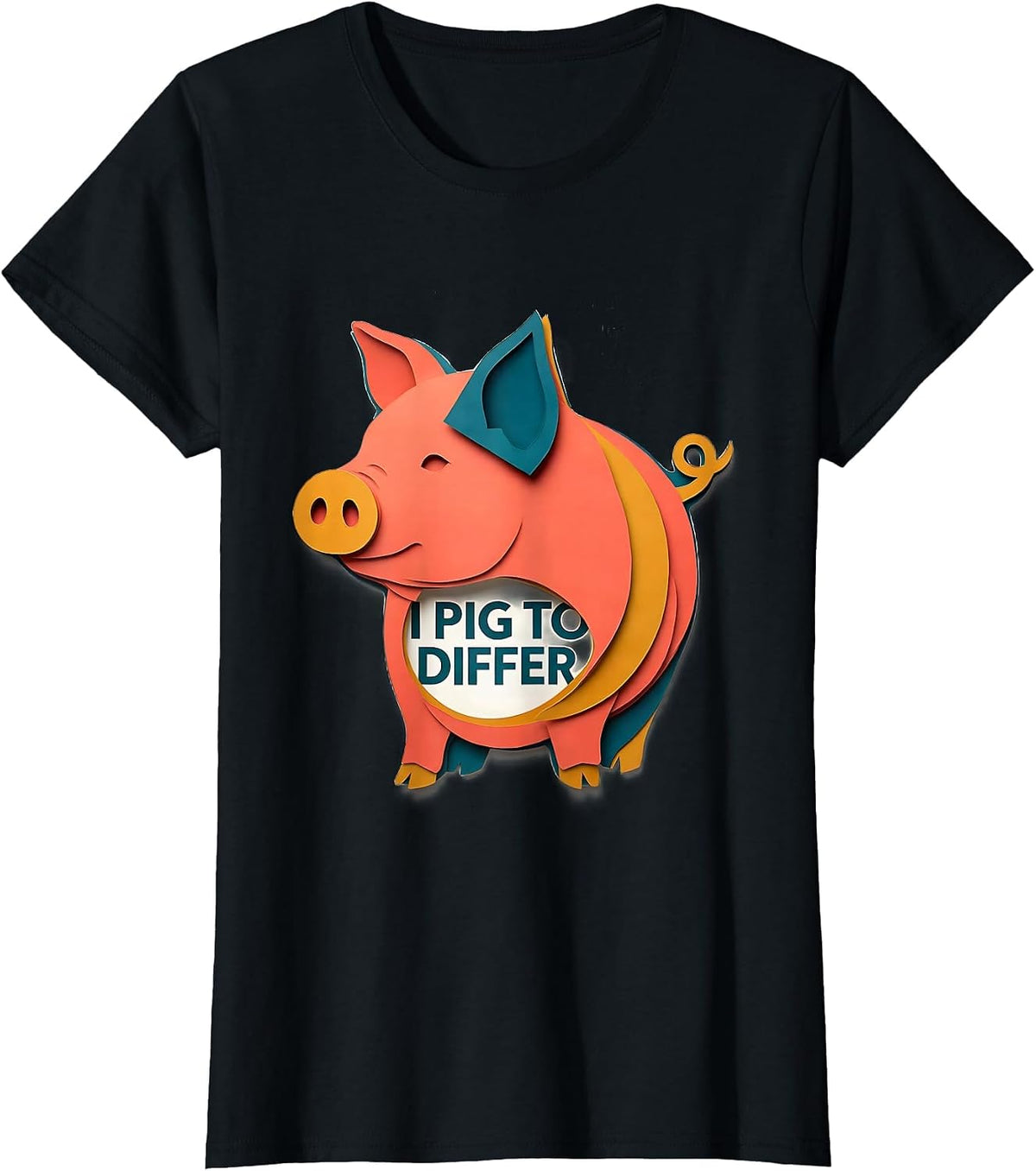 I Pig To Differ Funny Pig Farm Animal Lover Humor T-Shirt - Black