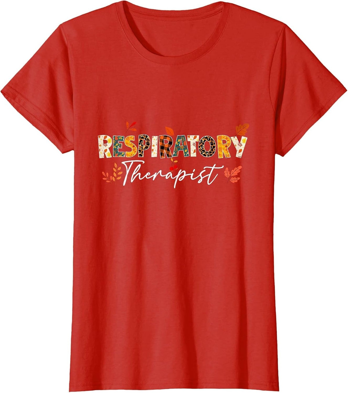 Funny Respiratory Therapist Pumpkin Autumn Tree Fall Leaves T-Shirt - Red