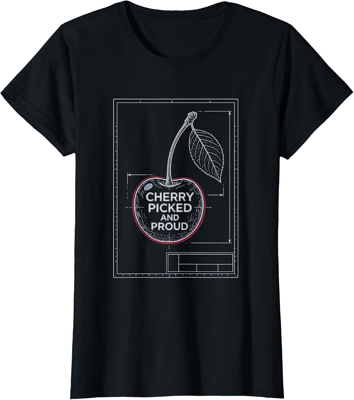 Women's Cherry Picked and Proud Graphic Design T-Shirt - Black