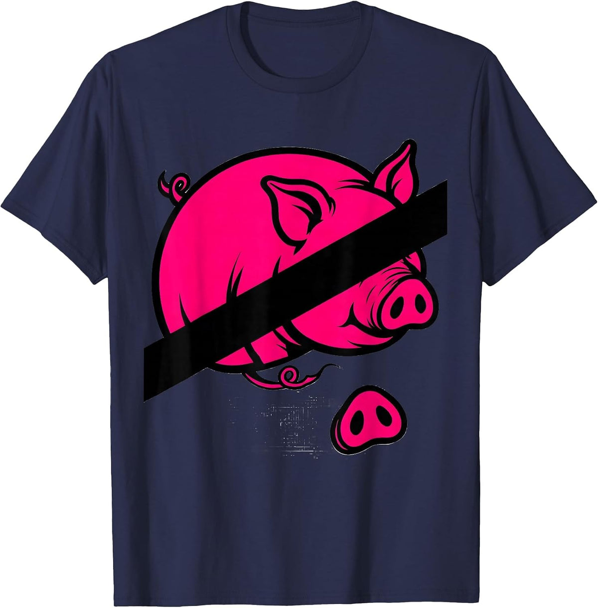 Pig Rump Farm Animal Lover Funny Novelty Gift T-Shirt - Navy Blue