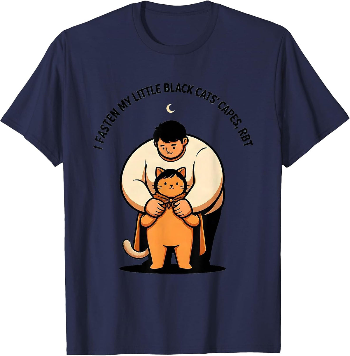 Men's I Fasten My Little Black Cats' Capes, RBT Para Normal T-Shirt - Navy Blue