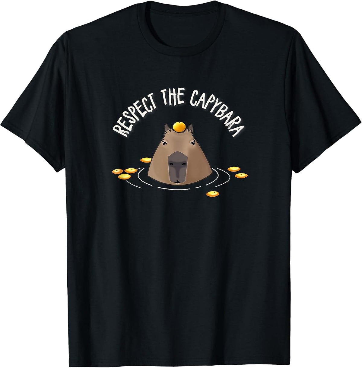 Cute Kids Mens Womens Oranges Meme Lover Respect Capybara T-Shirt - Black