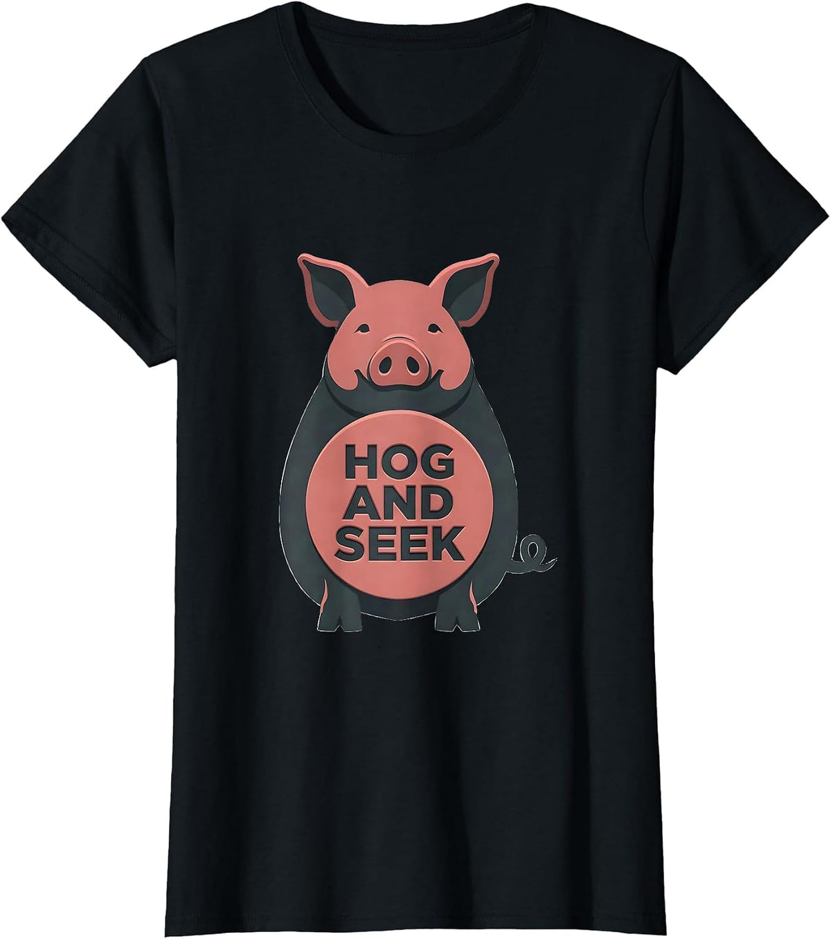 Hog And Seek Funny Pig Farm Animal Lover Novelty T-Shirt - Black