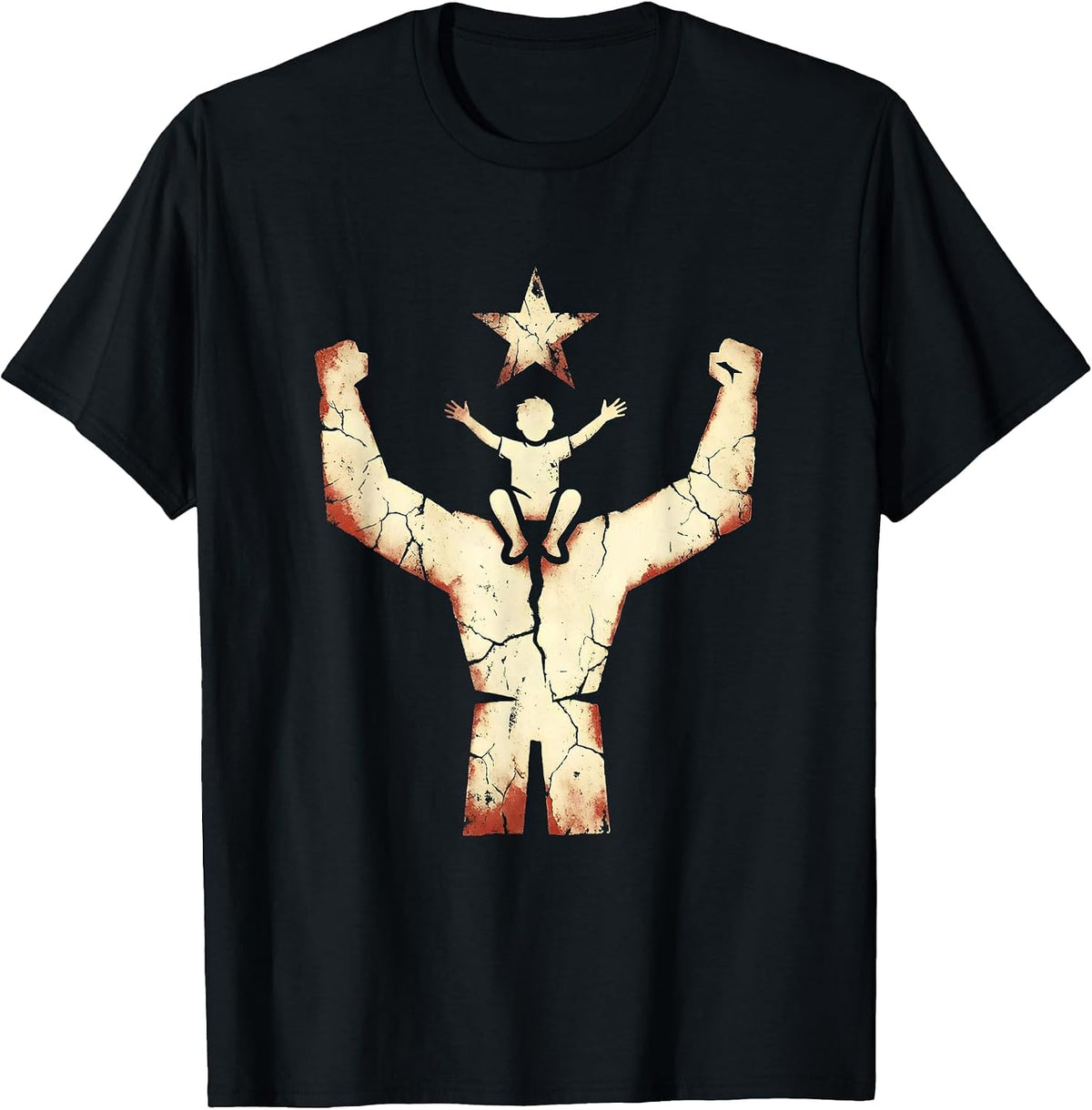 Men's God Family Country Father and Child Lifting Design T-Shirt - Black