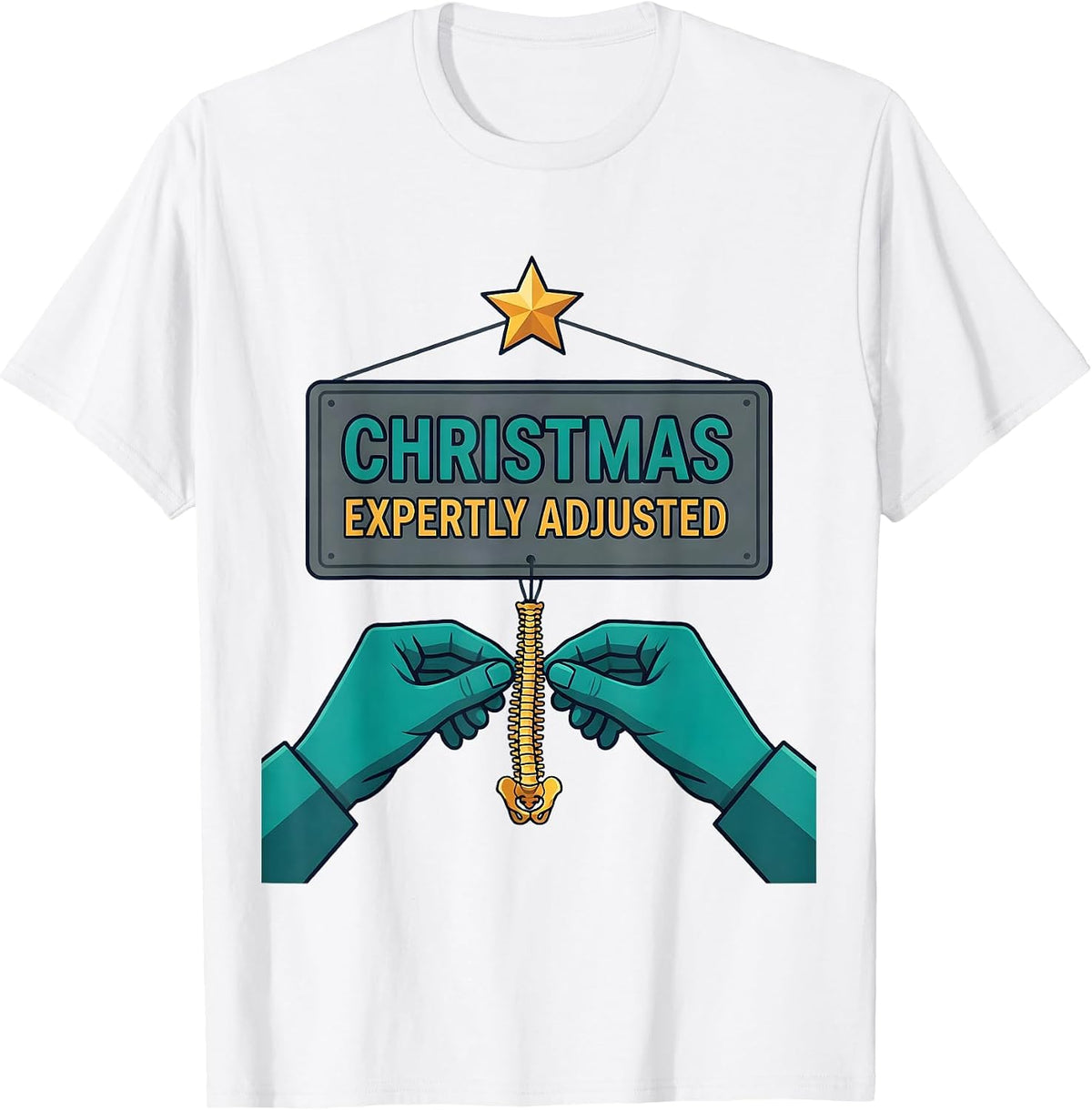 Men's Christmas, Expertly Adjusted Funny Chiropractor Christmas T-Shirt - White