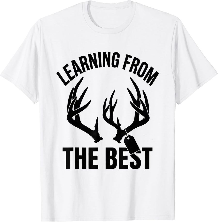 Men's Learning From The Best Funny Hunting Dad Youth Deer Season T-Shirt - White