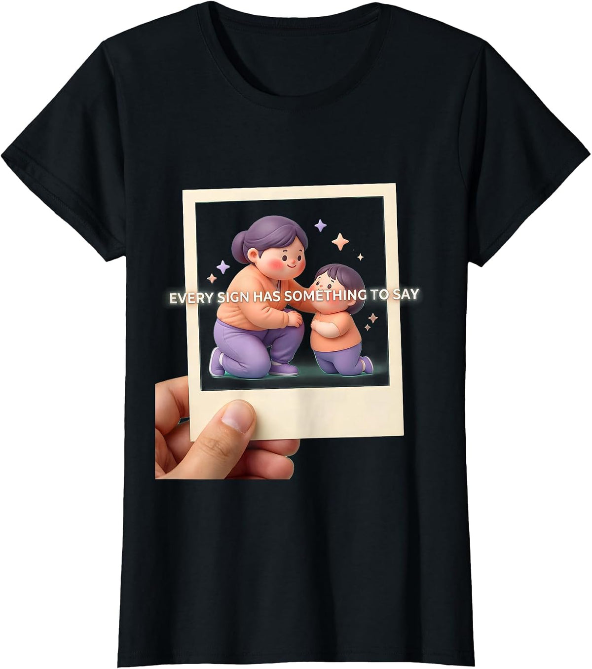 Every Sign Has Something To Say Cute Kawaii ABA Behavior T-Shirt - Black