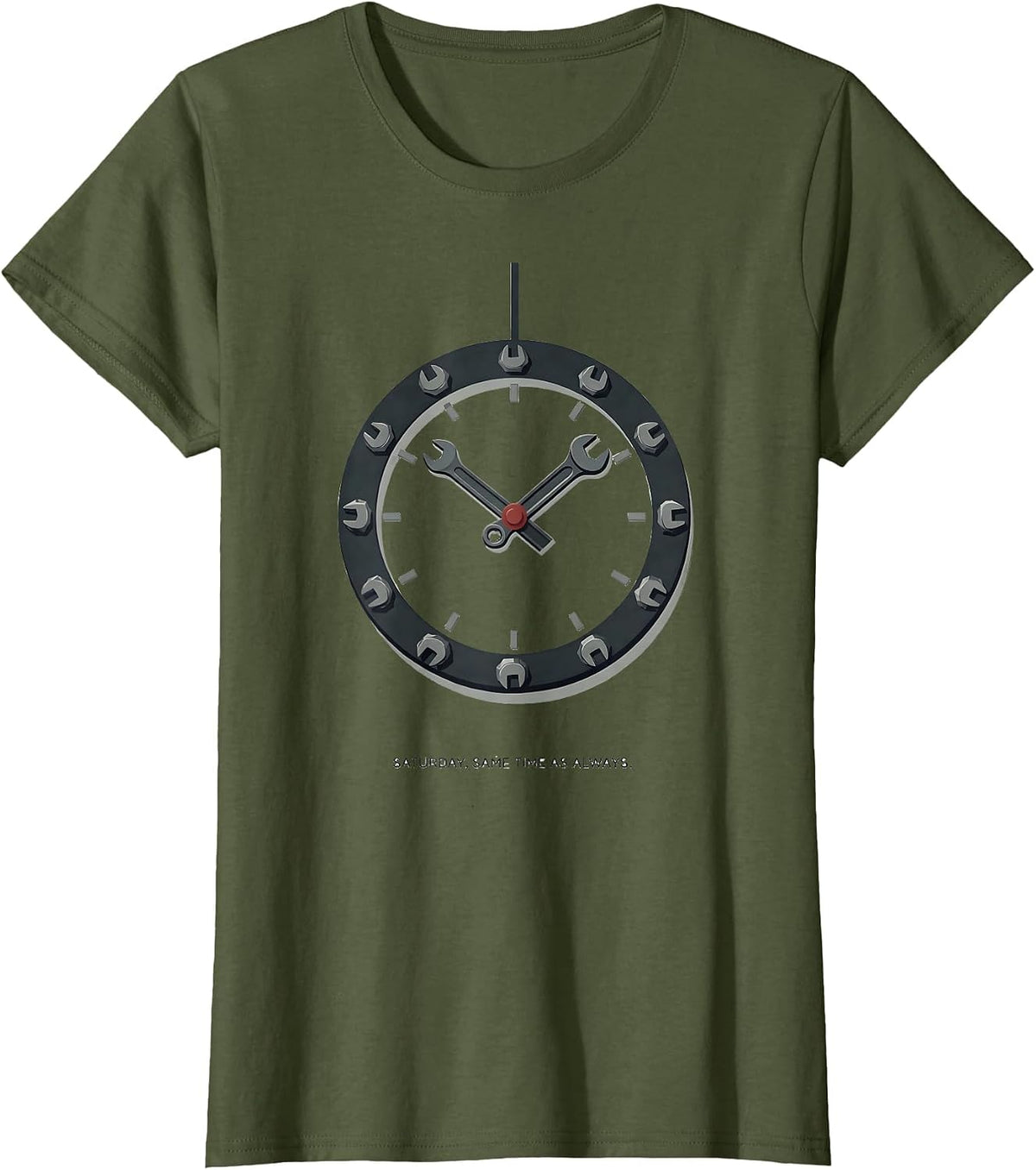 Women's Saturday, Same Time As Always Vintage Muscle Car Racing T-Shirt - Olive Green