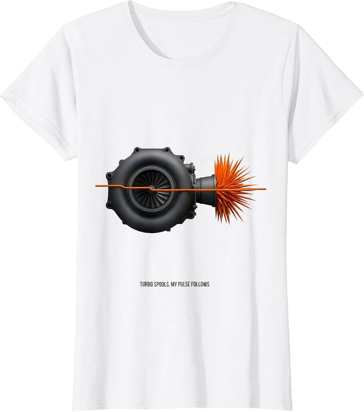 Turbo Spools My Pulse Follows Funny Car Guy Auto Mechanic T-Shirt - White