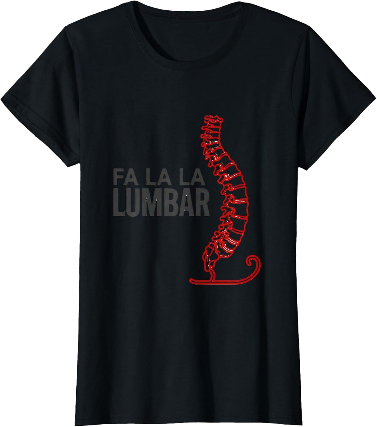 Women's Fa La La Lumbar Minimalist Physical Therapist Christmas T-Shirt - Black