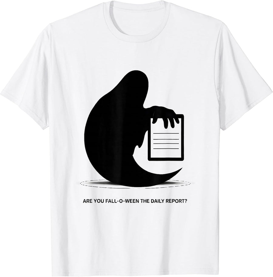 Men's Are You Fall-O-Ween The Daily Report Funny Teacher Halloween T-Shirt - White