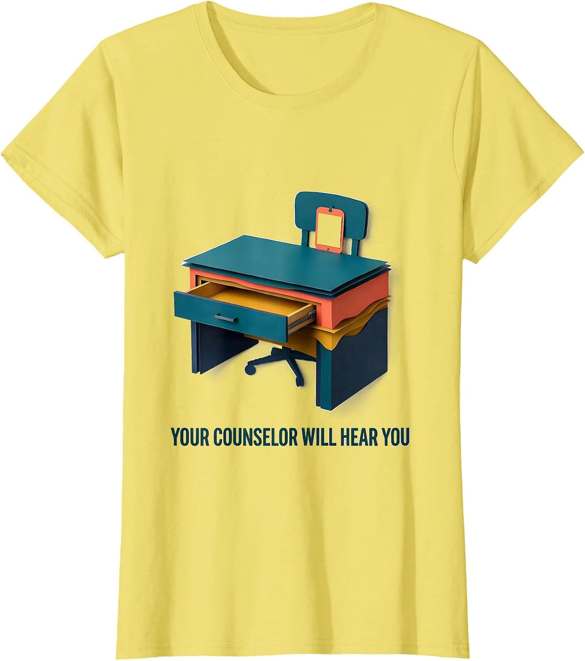 Your Counselor Will Hear You Groovy Retro School Counselor T-Shirt - Lemon Yellow