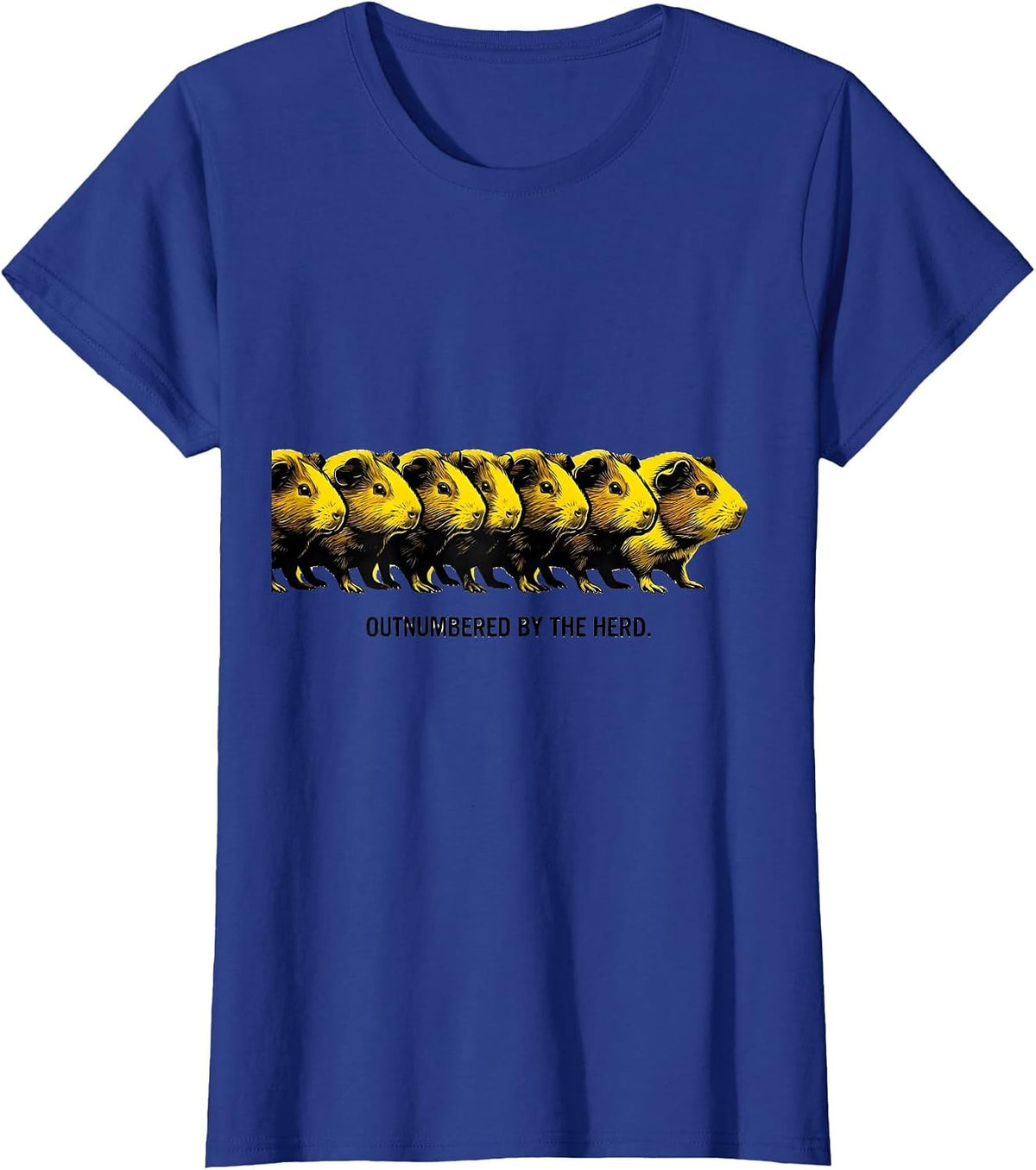 Women's Outnumbered By The Herd Funny Guinea Pig Owner Pet Lover T-Shirt - Royal Blue